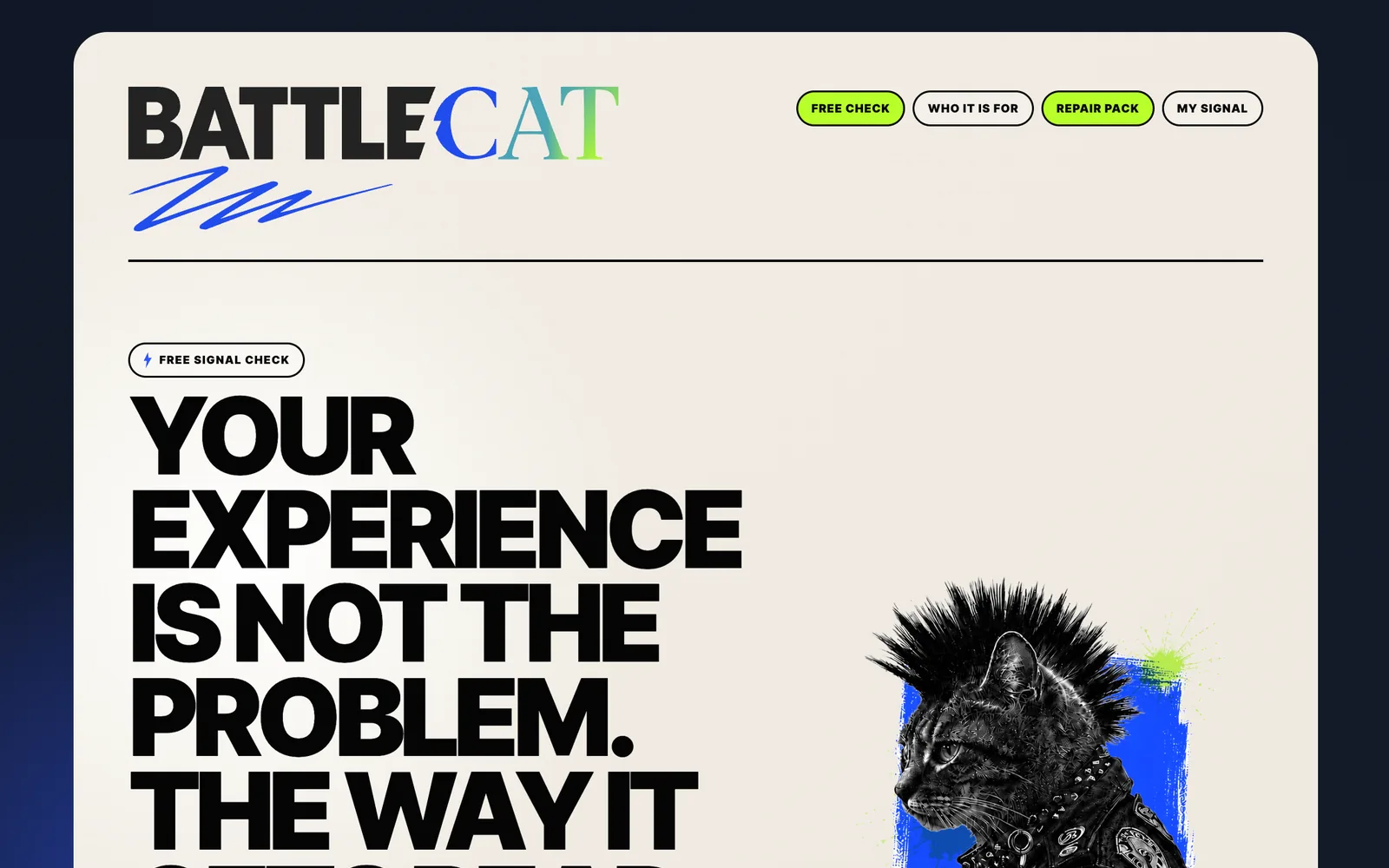 Battlecat landing page.