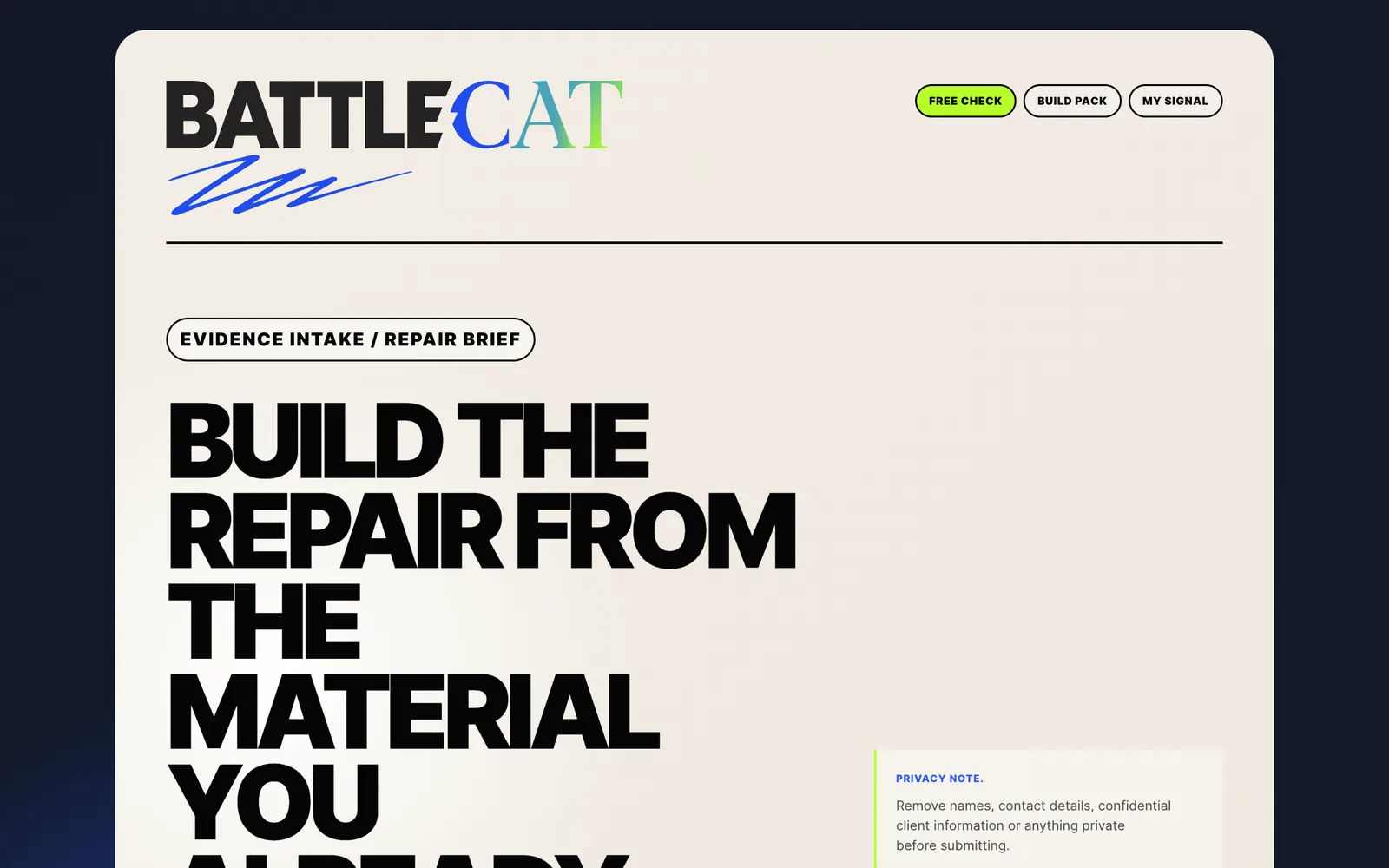 Battlecat paid page.